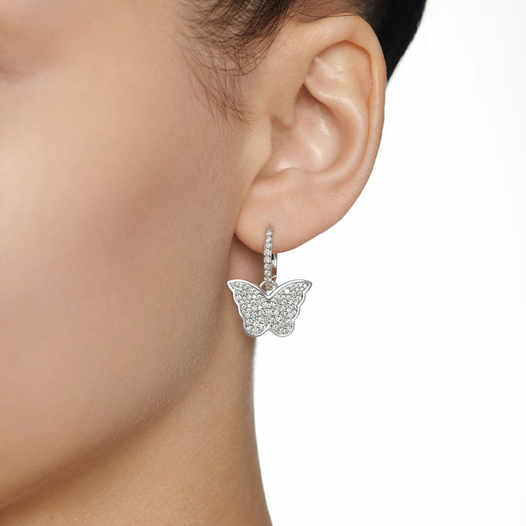 Classic Butterfly White Gold Diamond Reversible Large Earring - Samra Jewellery - Diamond Jewellery - BUTTERFLIES