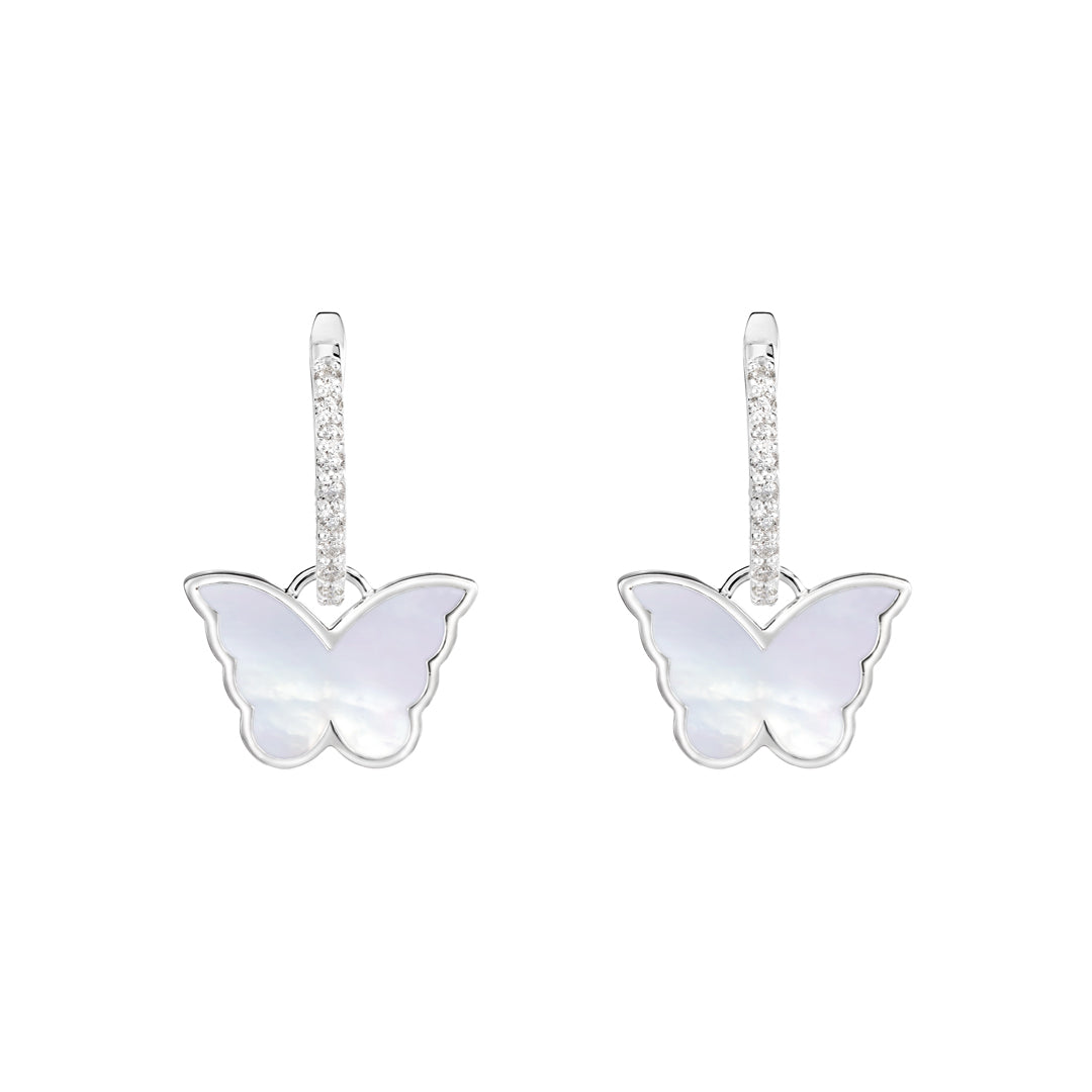 Classic Butterfly White Gold Diamond Reversible Small Earring - Samra Jewellery - Diamond Jewellery - BUTTERFLIES