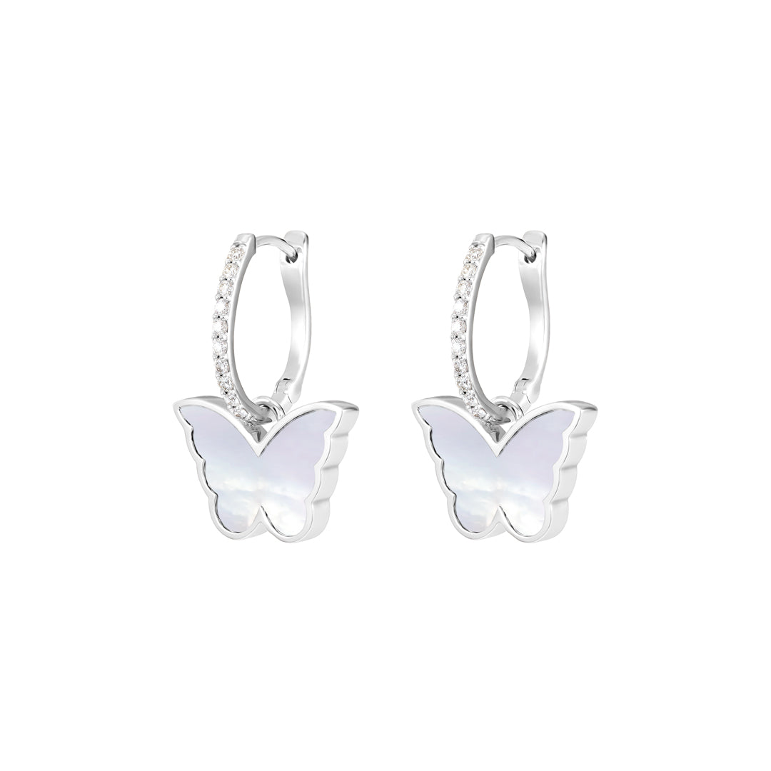 Classic Butterfly White Gold Diamond Reversible Small Earring - Samra Jewellery - Diamond Jewellery - BUTTERFLIES