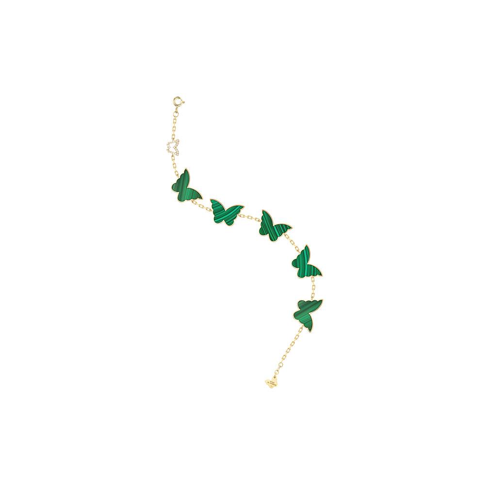 Classic Butterfly Yellow Gold Malachite Kids Multi Bracelet - Samra Jewellery - Diamond Jewellery - BUTTERFLIES