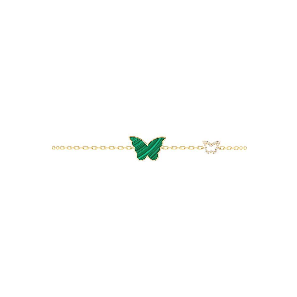 Classic Butterfly Yellow Gold Malachite Kids Single Bracelet - Samra Jewellery - Diamond Jewellery - BUTTERFLIES