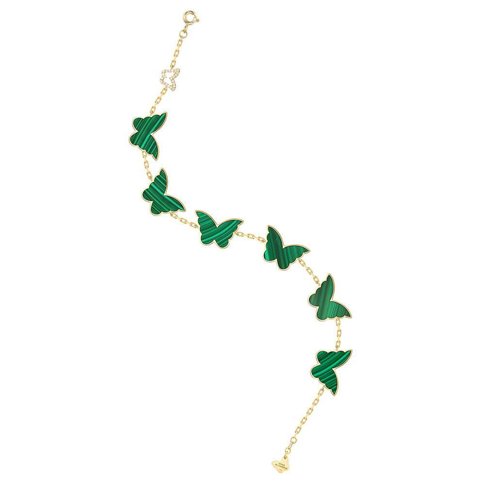 Classic Butterfly Yellow Gold Malachite Multi Bracelet - Samra Jewellery - Diamond Jewellery - BUTTERFLIES