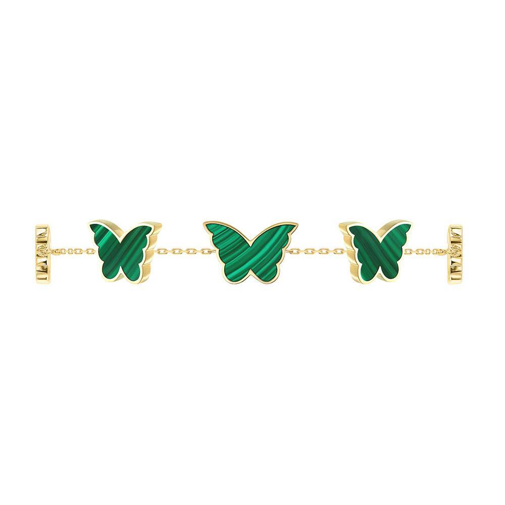 Classic Butterfly Yellow Gold Malachite Multi Bracelet - Samra Jewellery - Diamond Jewellery - BUTTERFLIES