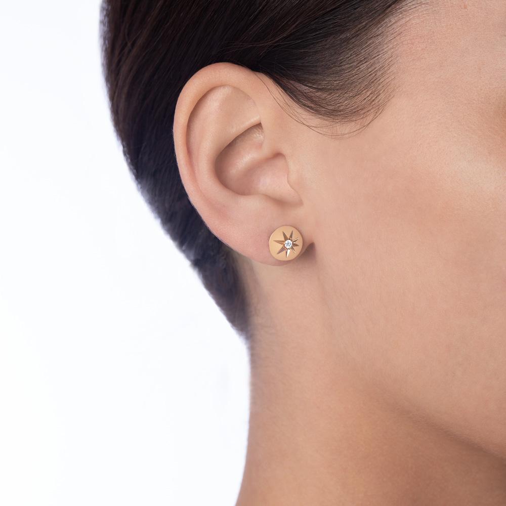 Daw Rose Gold Earring Studs with Diamonds - Samra Jewellery - Diamond Jewellery - DAW