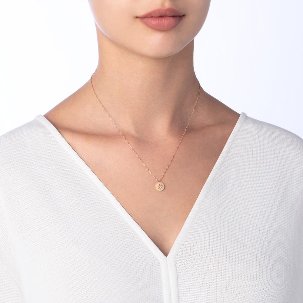 Daw Single Rose Gold Necklace with Diamond - Samra Jewellery - Diamond Jewellery - DAW