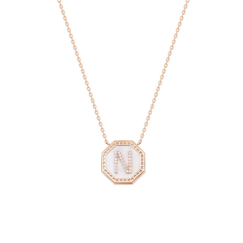 Diamond and gold initial on sale necklace