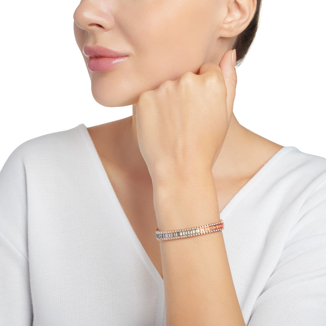 Kanz Rose Gold Baguette Sapphire Bracelet - Samra Jewellery - Diamond Jewellery - KANZ