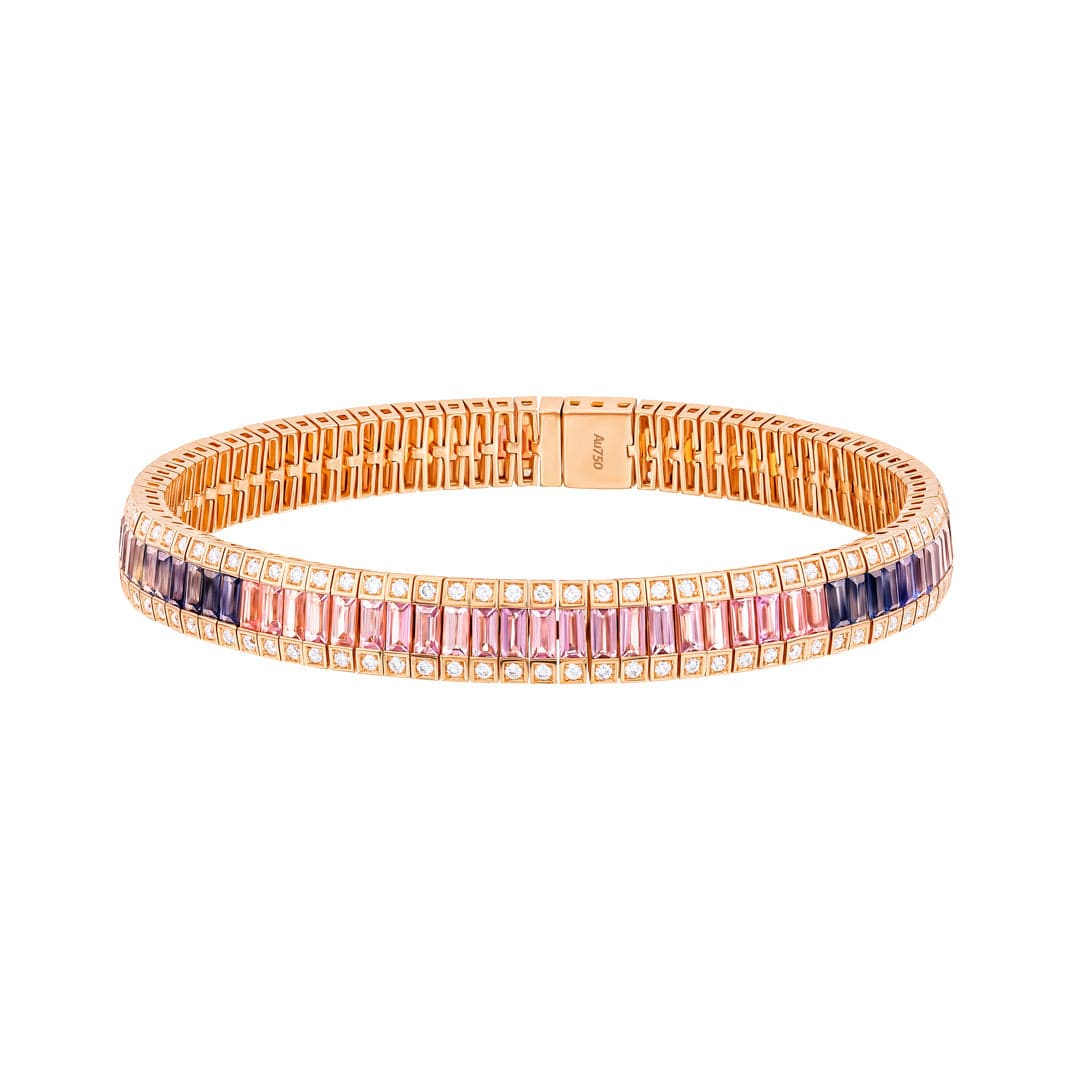 Kanz Rose Gold Baguette Sapphire Bracelet - Samra Jewellery - Diamond Jewellery - KANZ