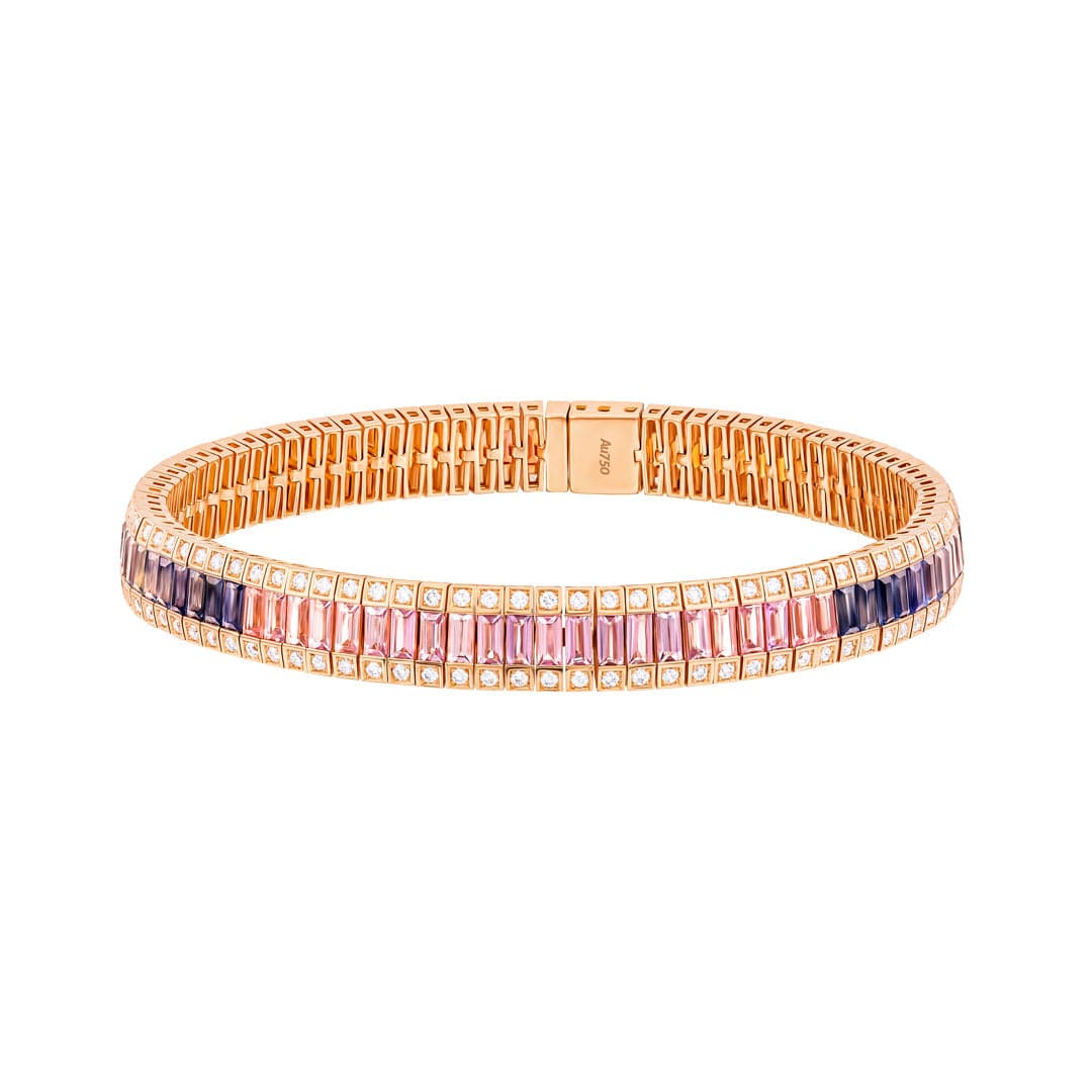 Kanz Rose Gold Baguette Sapphire Bracelet - Samra Jewellery - Diamond Jewellery - KANZ