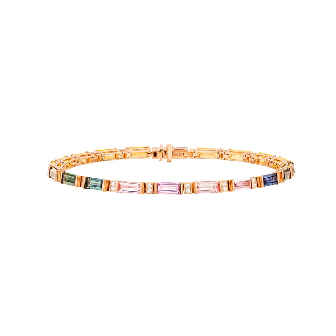 Kanz Rose Gold Baguette Sapphire Large Bracelet - Samra Jewellery - Diamond Jewellery - KANZ