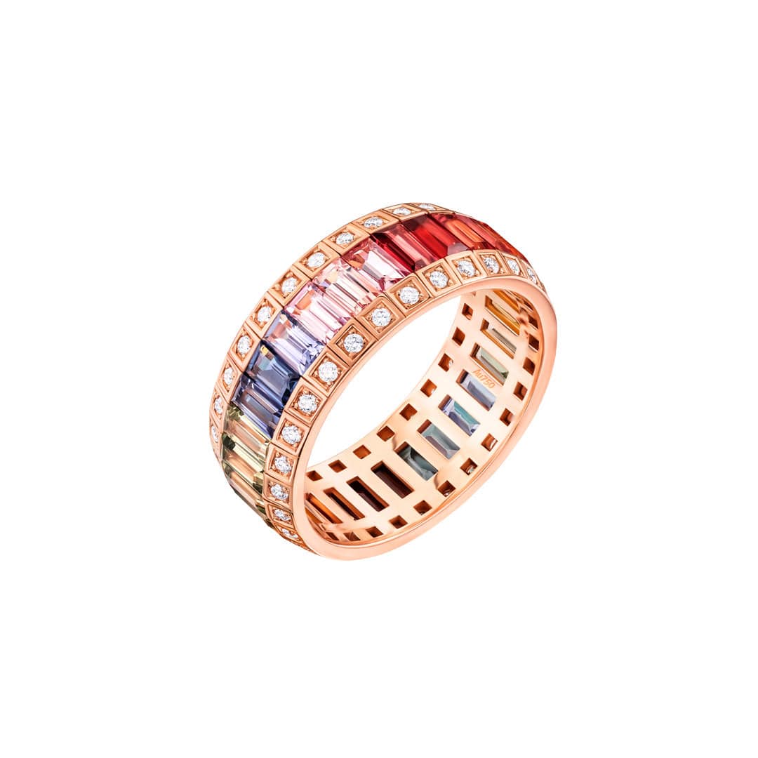 Noor Rose Gold Baguette Sapphire Ring - Samra Jewellery - Diamond Jewellery - NOOR