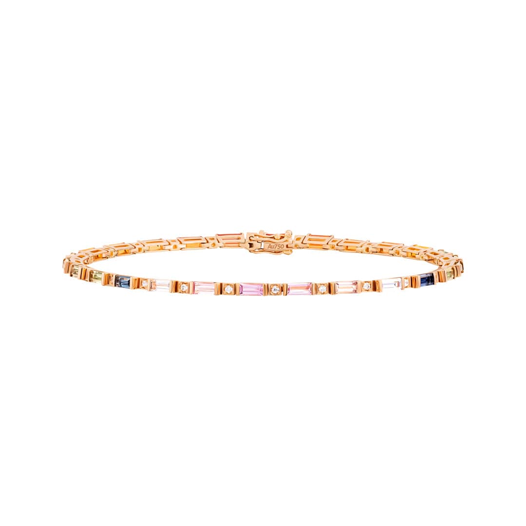 Kanz Rose Gold Baguette Sapphire Small Bracelet - Samra Jewellery - Diamond Jewellery - KANZ