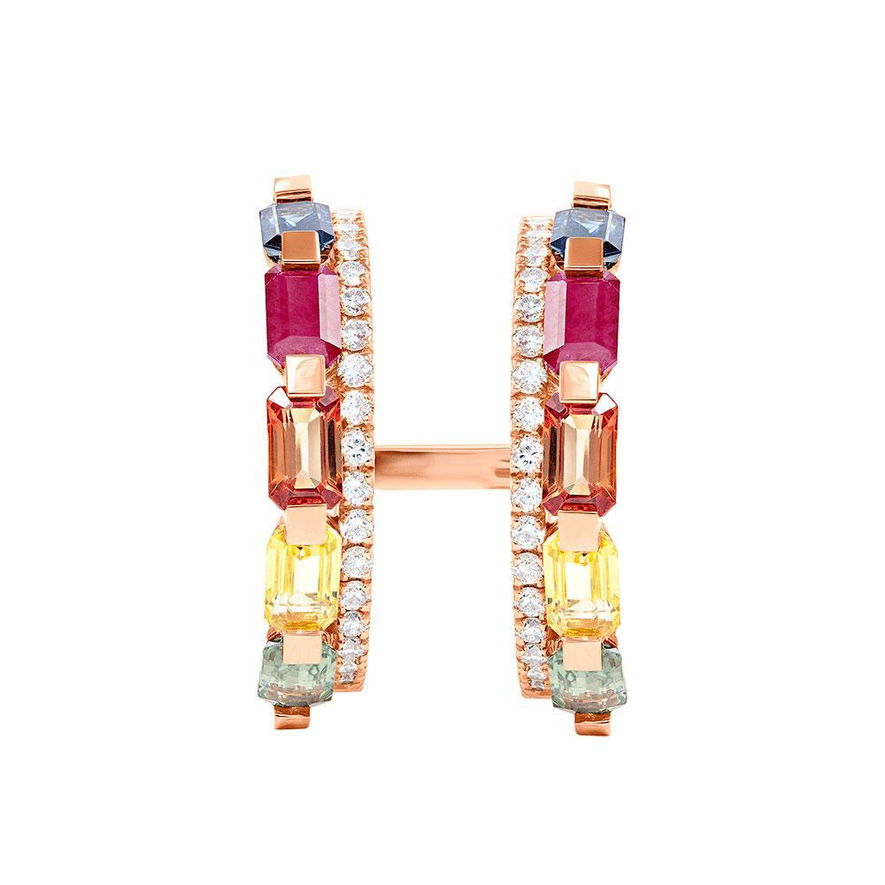Kanz Rose Gold Colored Sapphire Reversible Ring - Samra Jewellery - Diamond Jewellery - KANZ
