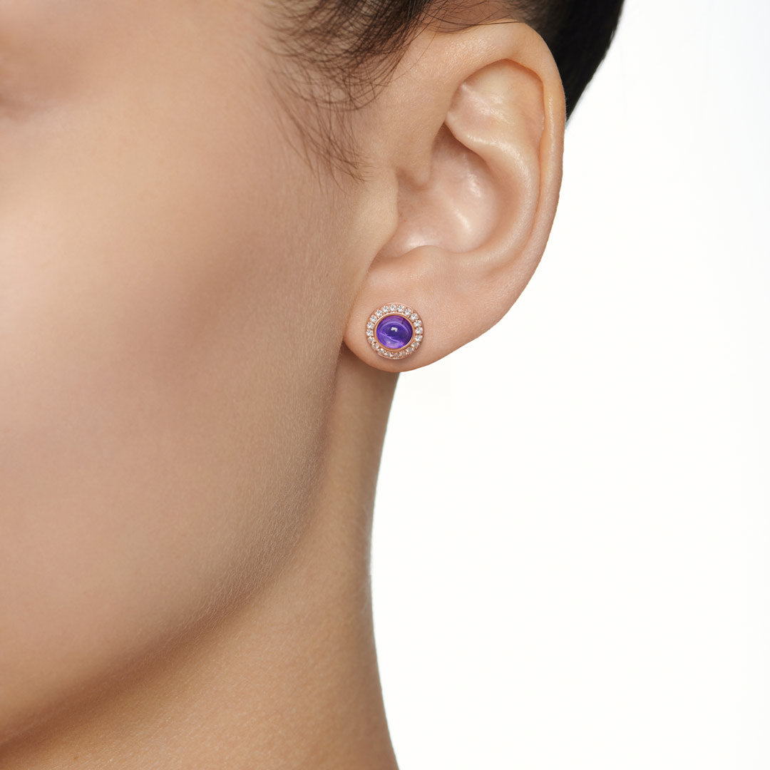 Kanz Rose Gold Diamond Amethyst Earring - Samra Jewellery - Diamond Jewellery - KANZ