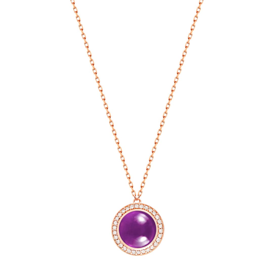 Kanz Rose Gold Diamond Amethyst Necklace - Samra Jewellery - Diamond Jewellery - KANZ