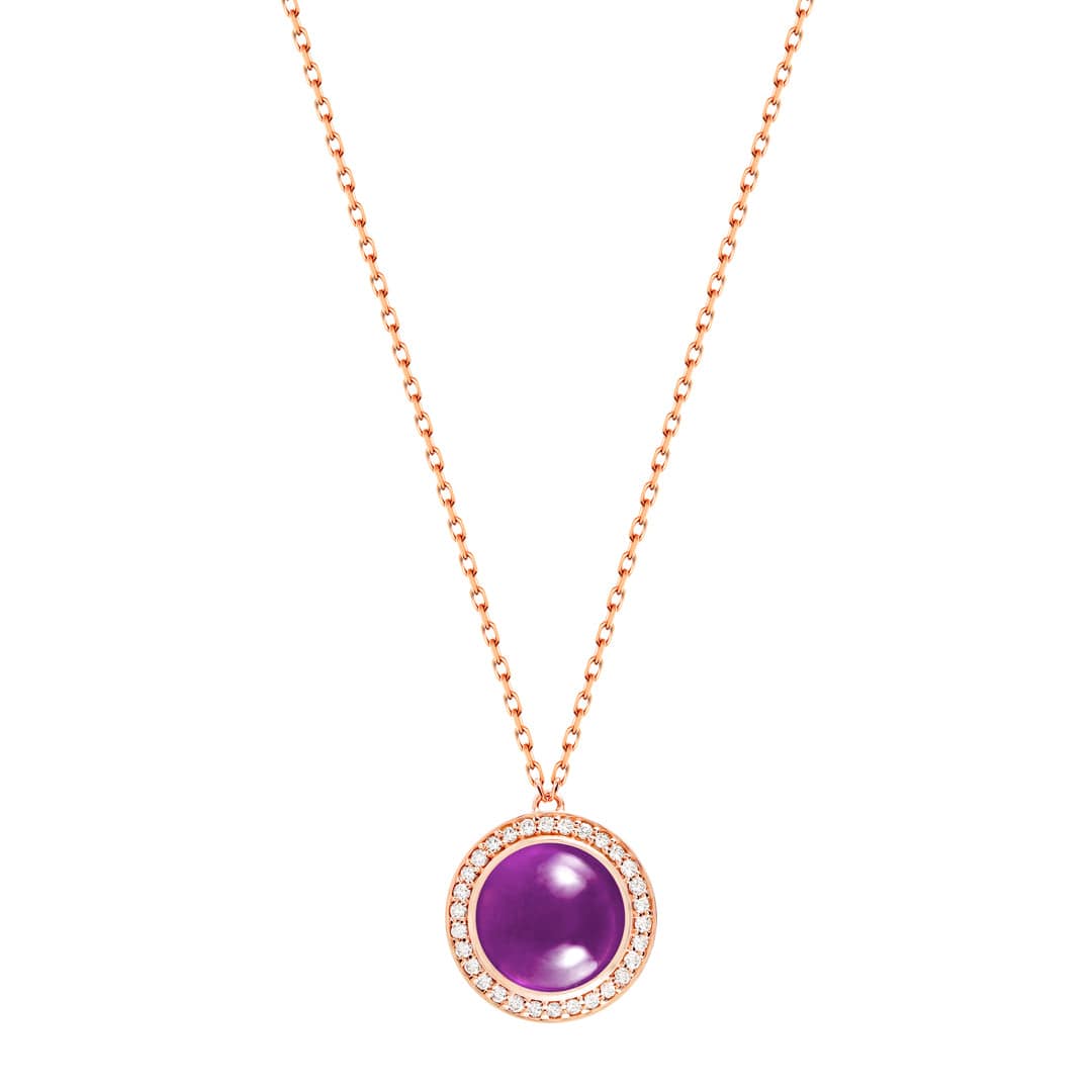 Kanz Rose Gold Diamond Amethyst Necklace - Samra Jewellery - Diamond Jewellery - KANZ