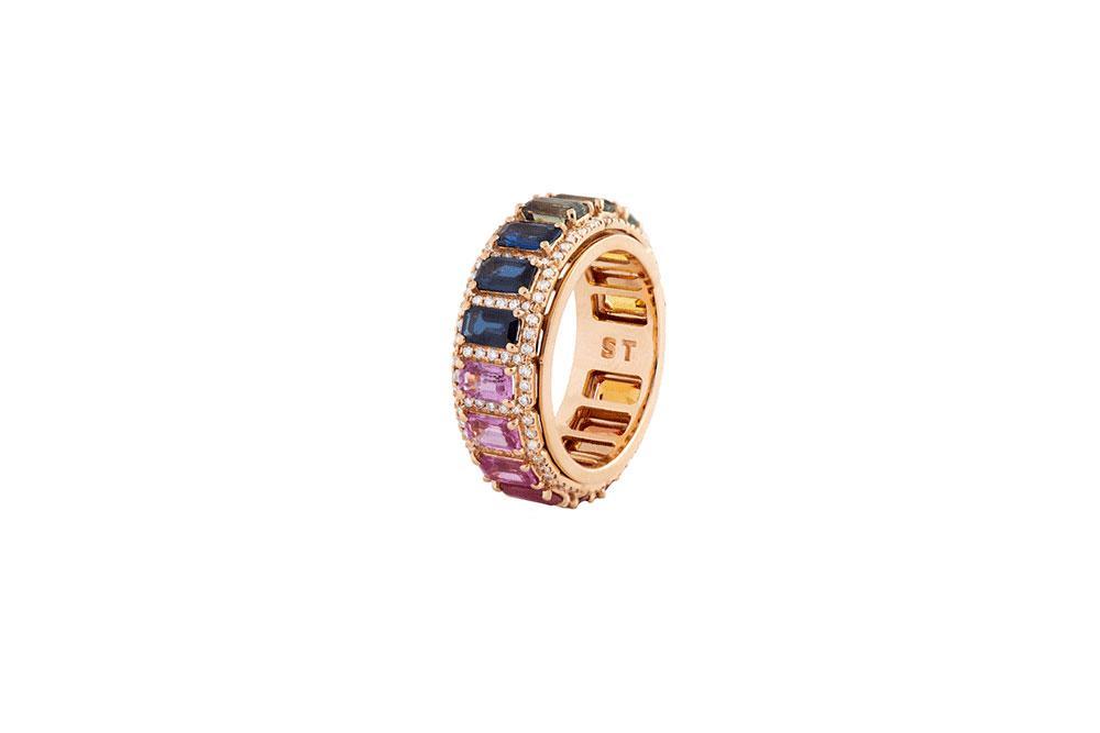 Kanz Rose Gold Emerald Cut Colored Sapphire Ring - Samra Jewellery - Diamond Jewellery - KANZ
