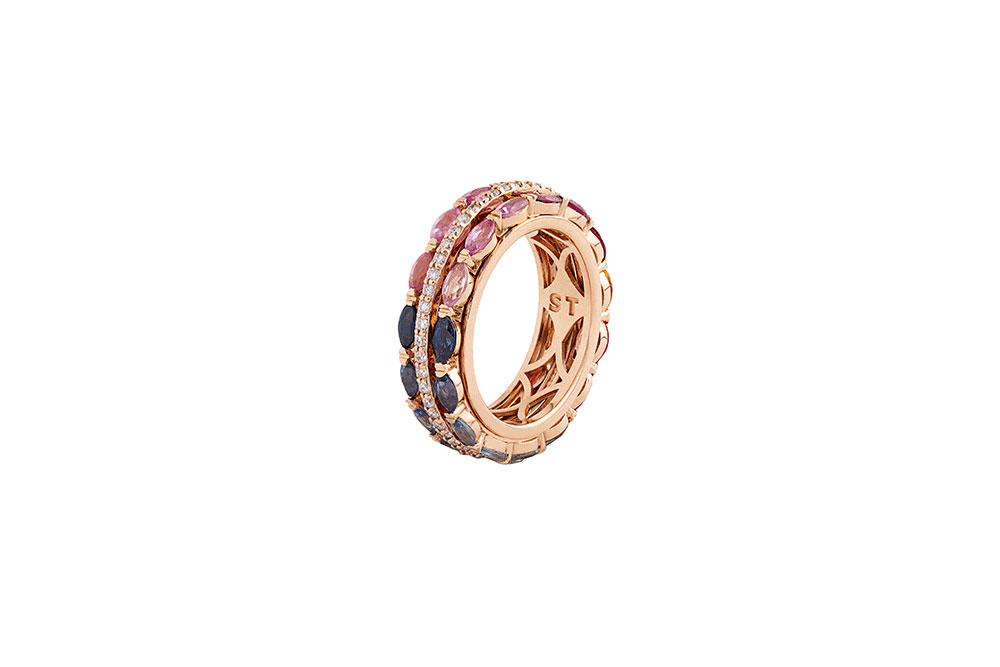 Kanz Rose Gold Marquise Sapphire Rotating Ring - Samra Jewellery - Diamond Jewellery - KANZ