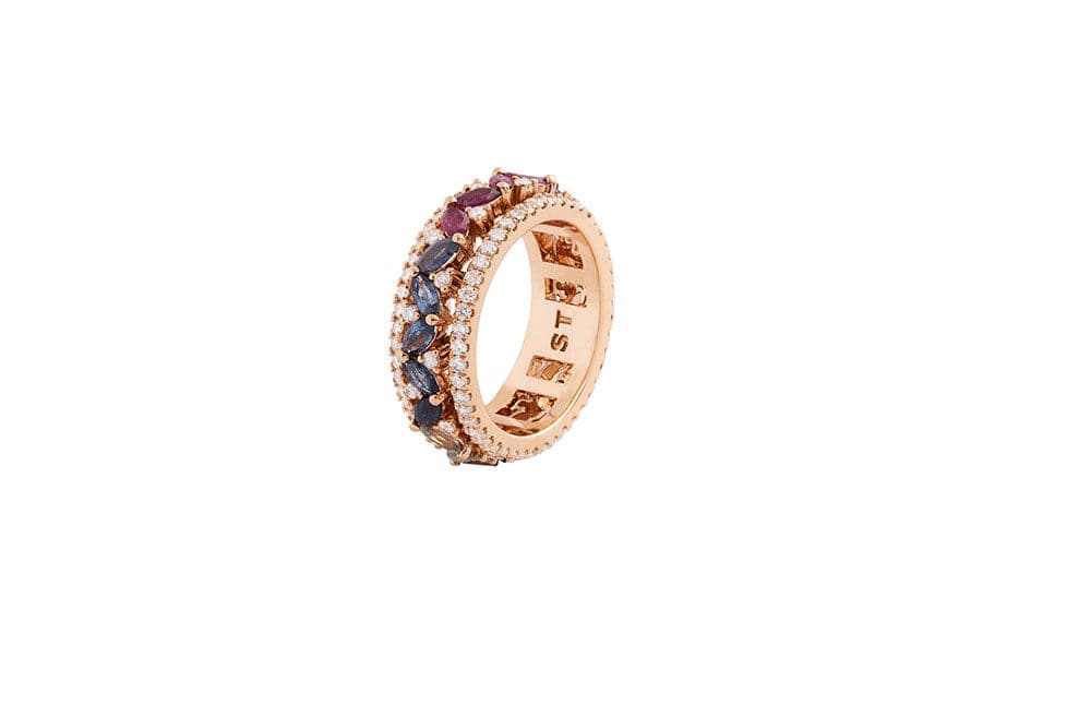 Kanz Rose Gold Marquise Sapphire Rotating Ring - Samra Jewellery - Diamond Jewellery - KANZ