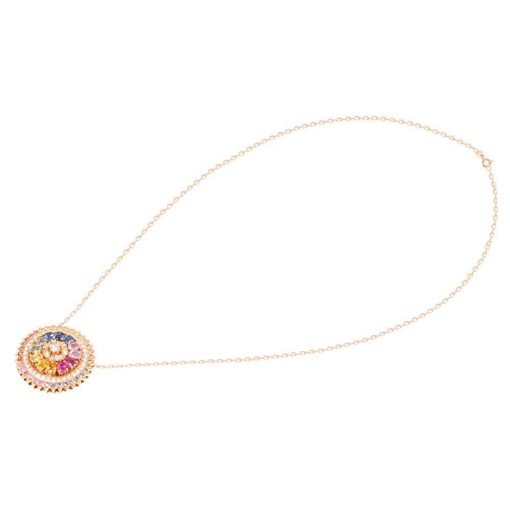 Kanz Rose Gold Oval Sapphire Rotating Necklace - Samra Jewellery - Diamond Jewellery - KANZ