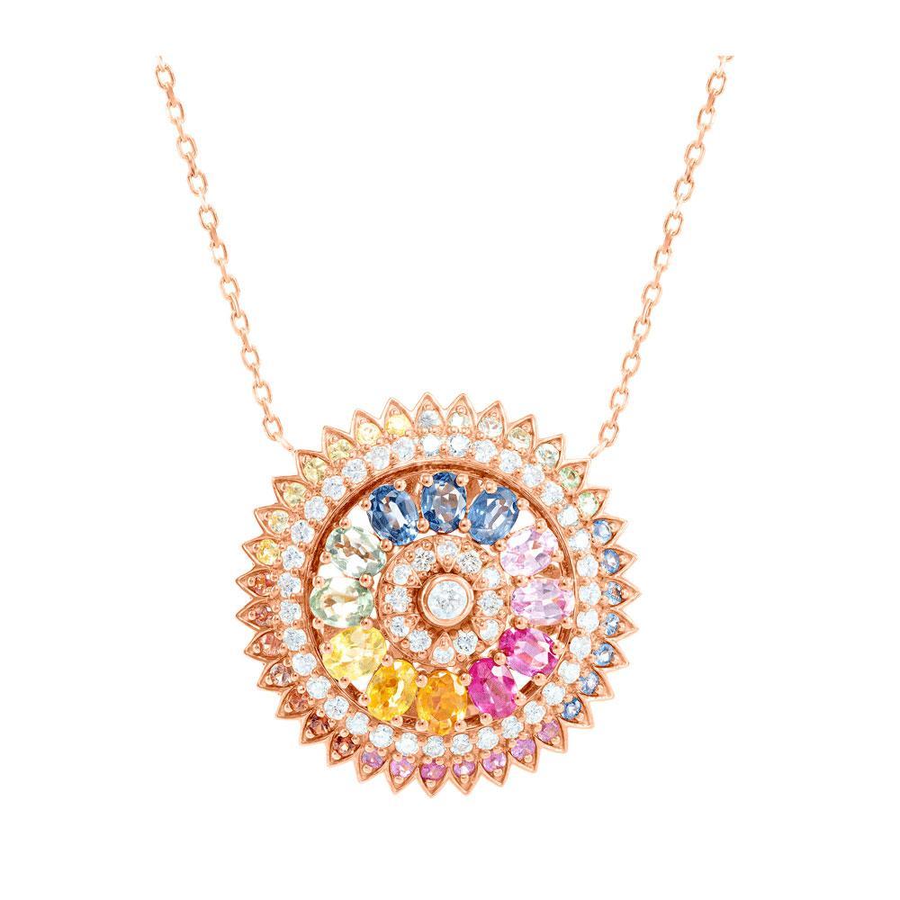 Kanz Rose Gold Oval Sapphire Rotating Necklace - Samra Jewellery - Diamond Jewellery - KANZ