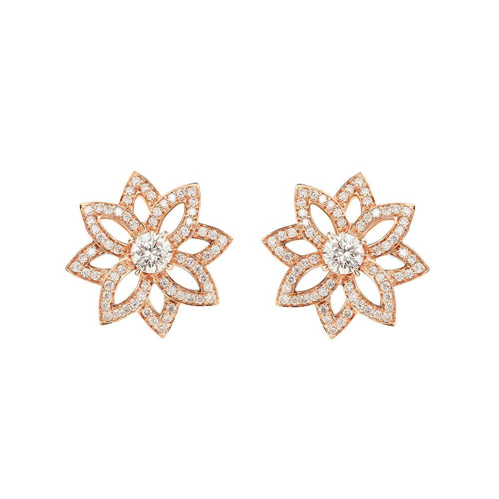 Lotus Rose Gold and Diamonds Earrings - Samra Jewellery - Diamond Jewellery - LOTUS BY SAMRA