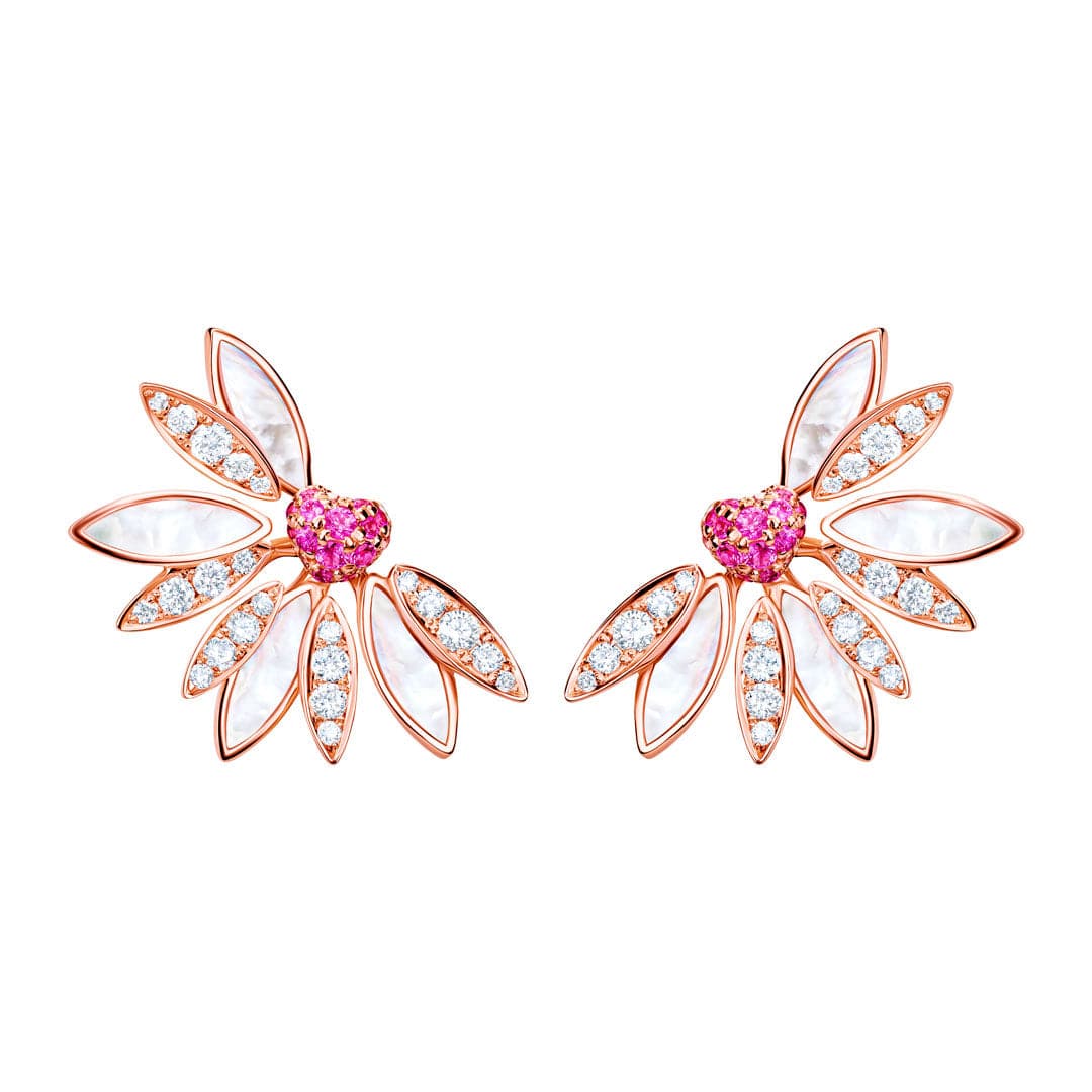 Love Me, Love Me Not Rose Gold Pink Sapphire Small Earring - Samra Jewellery - Diamond Jewellery - LOVE ME LOVE ME NOT