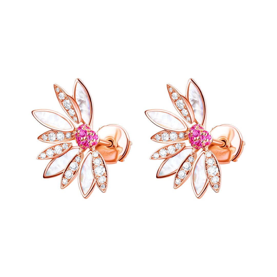 Love Me, Love Me Not Rose Gold Pink Sapphire Small Earring - Samra Jewellery - Diamond Jewellery - LOVE ME LOVE ME NOT