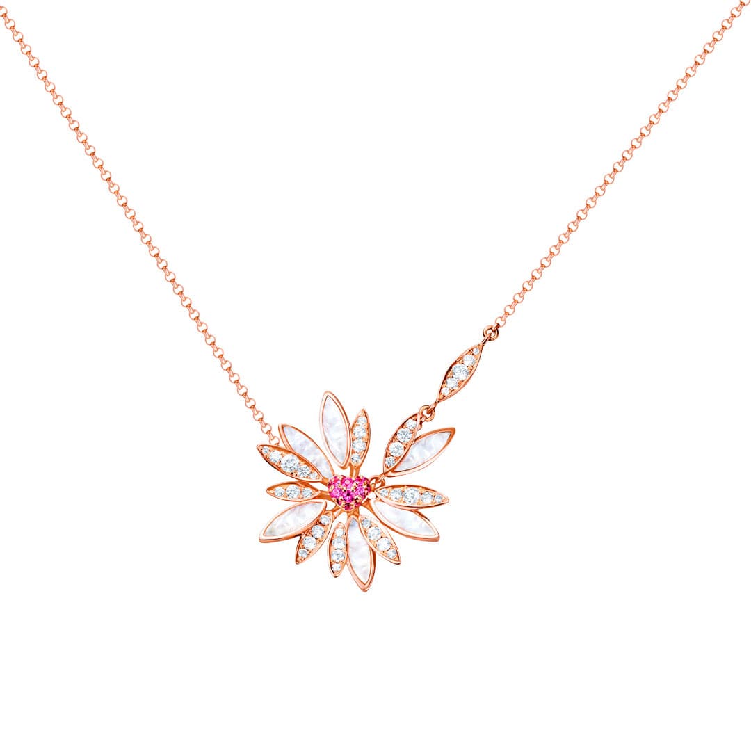 Love Me, Love Me Not Rose Gold Pink Sapphire Small Necklace - Samra Jewellery - Diamond Jewellery - LOVE ME LOVE ME NOT