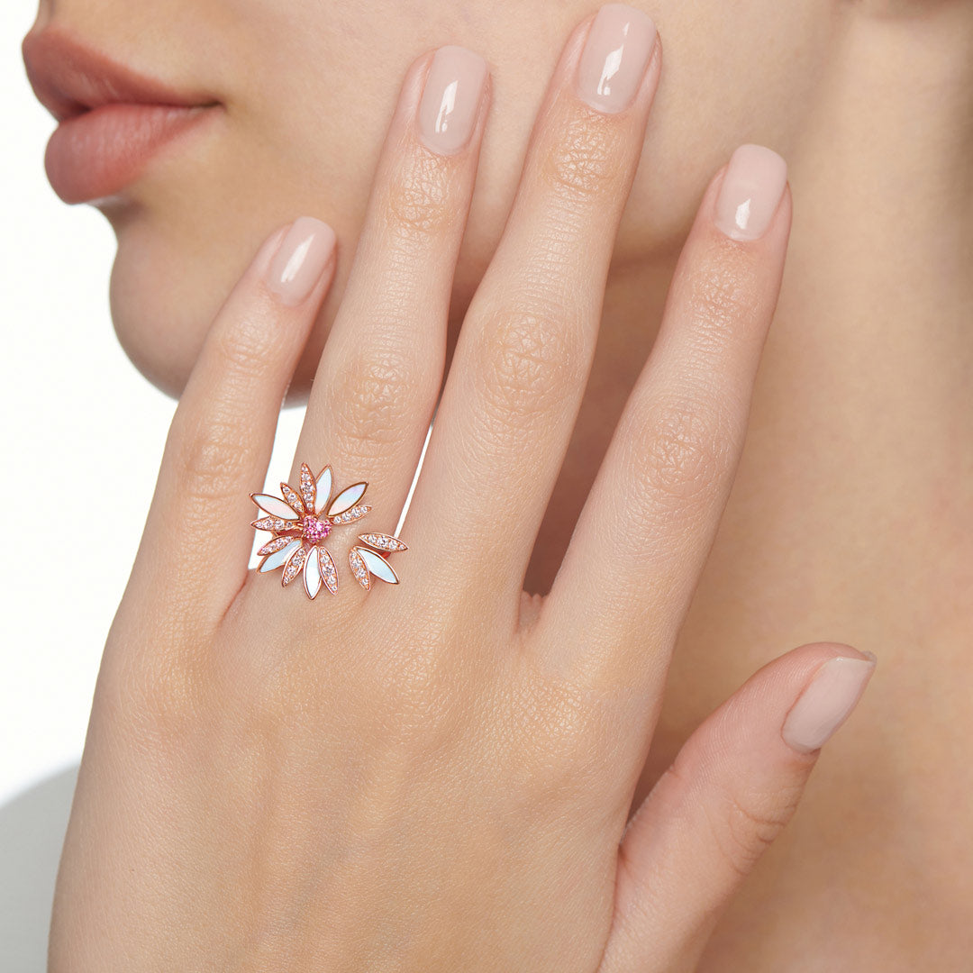 Love Me, Love Me Not Rose Gold Pink Sapphire Small Ring - Samra Jewellery - Diamond Jewellery - LOVE ME LOVE ME NOT