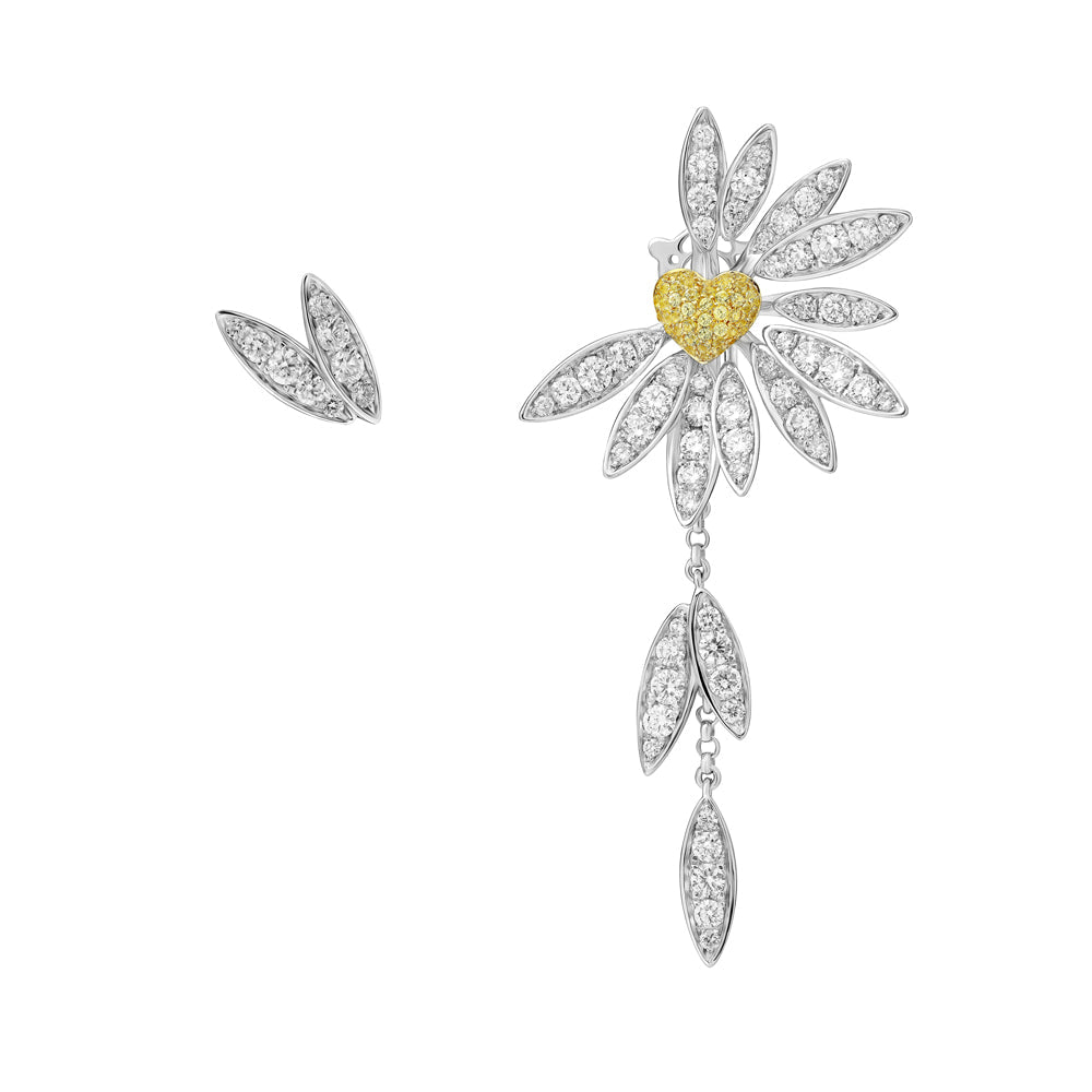 Love Me, Love Me Not White Gold Yellow Sapphire Earring with Diamonds - Samra Jewellery - Diamond Jewellery - LOVE ME LOVE ME NOT