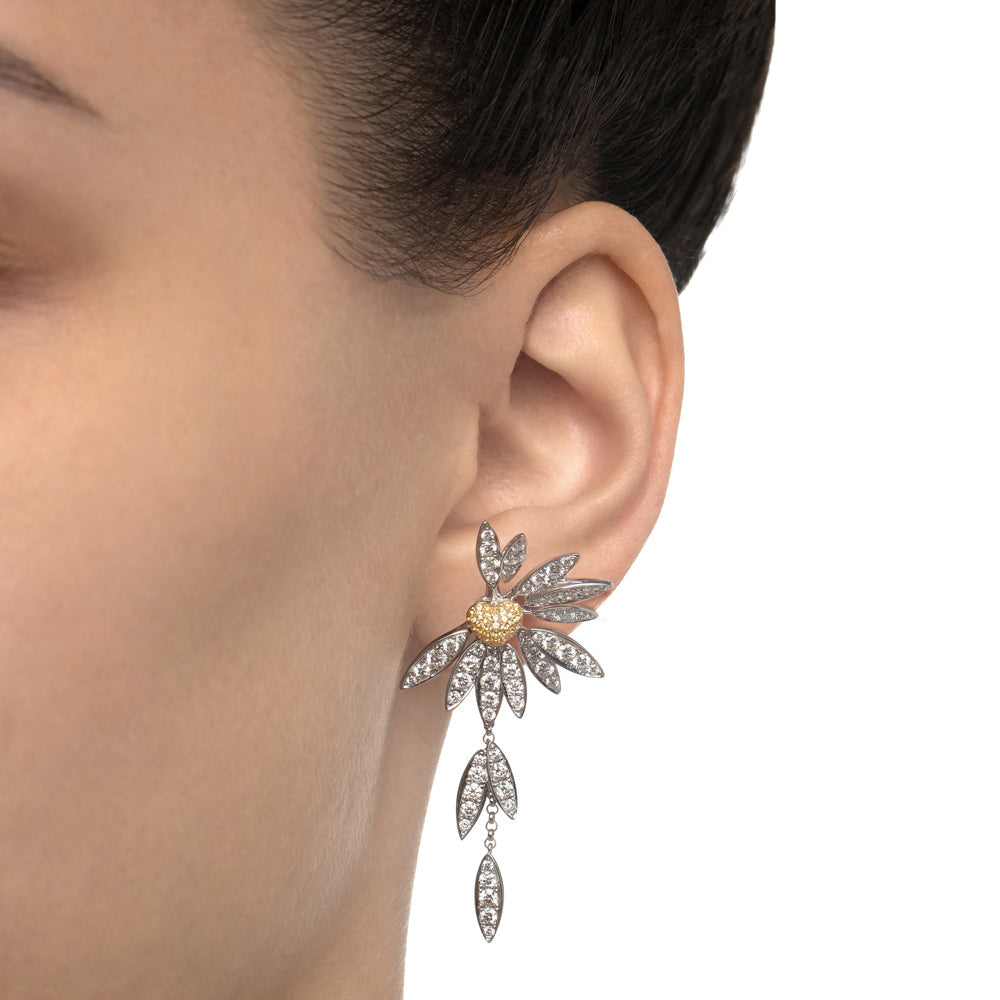 Love Me, Love Me Not White Gold Yellow Sapphire Earring with Diamonds - Samra Jewellery - Diamond Jewellery - LOVE ME LOVE ME NOT