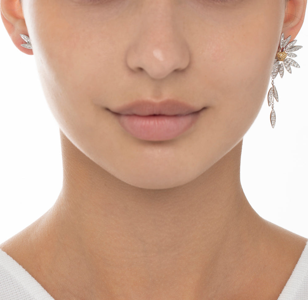 Love Me, Love Me Not White Gold Yellow Sapphire Earring with Diamonds - Samra Jewellery - Diamond Jewellery - LOVE ME LOVE ME NOT