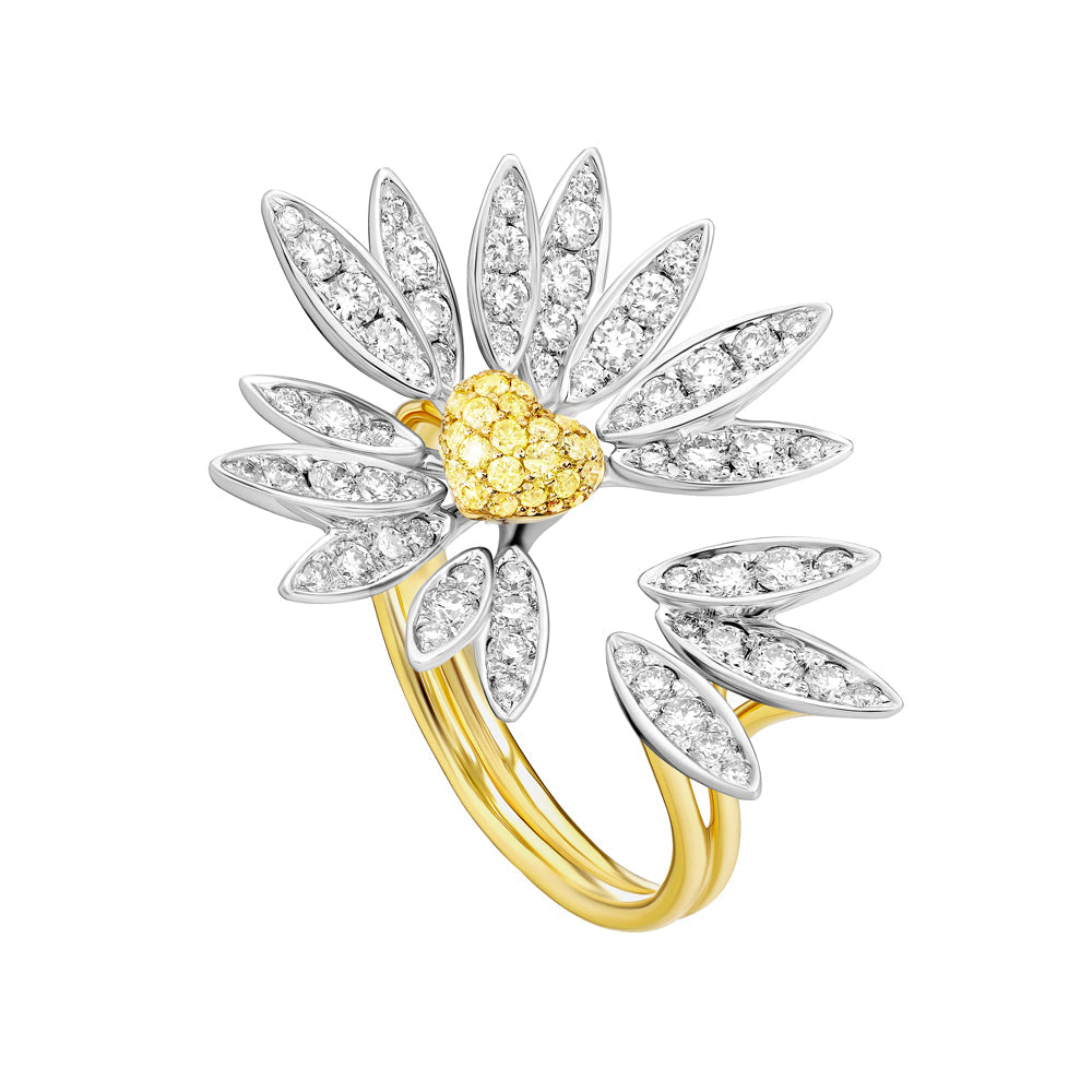 Love Me, Love Me Not White Gold Yellow Sapphire Large Ring with Diamonds - Samra Jewellery - Diamond Jewellery - LOVE ME LOVE ME NOT