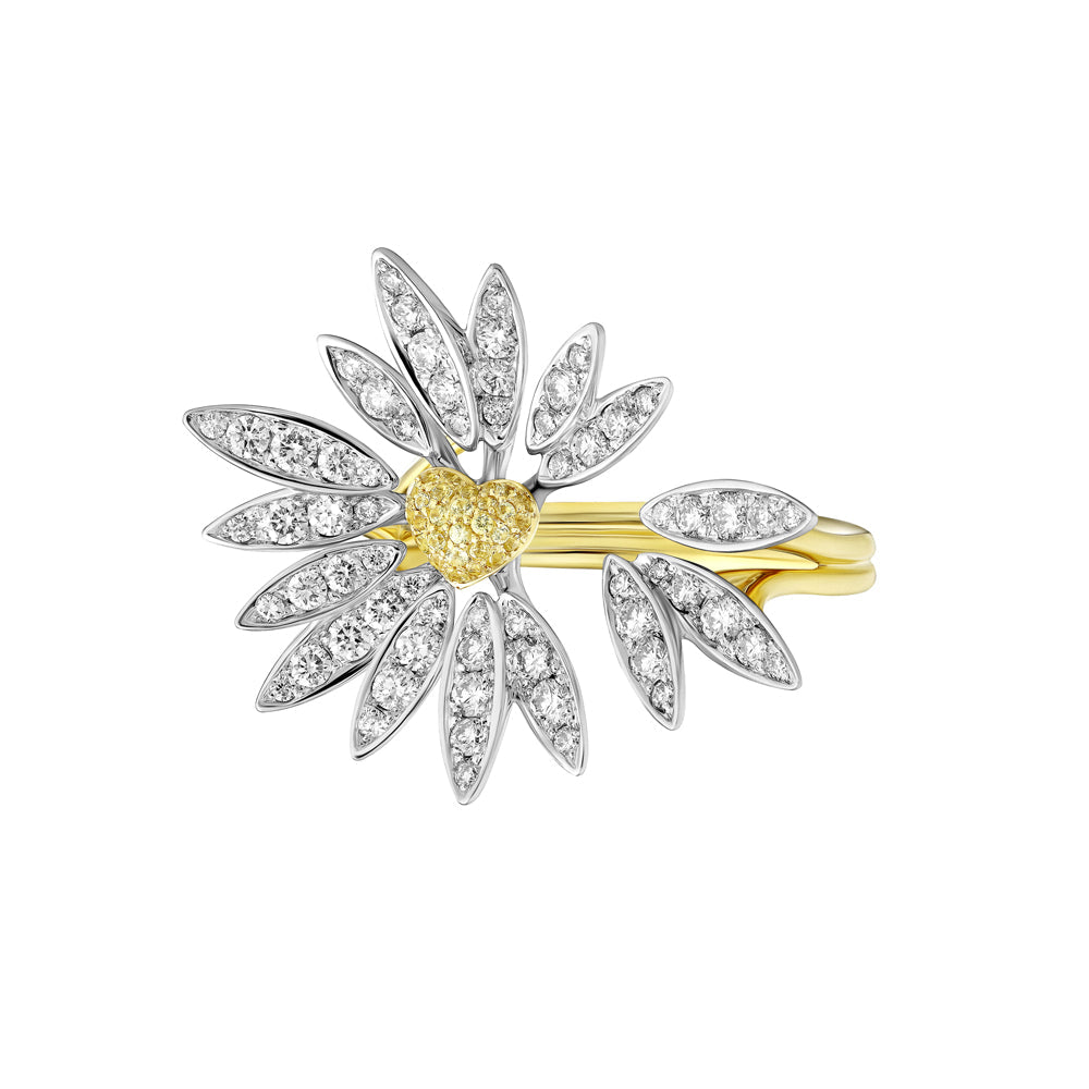 Love Me, Love Me Not White Gold Yellow Sapphire Large Ring with Diamonds - Samra Jewellery - Diamond Jewellery - LOVE ME LOVE ME NOT