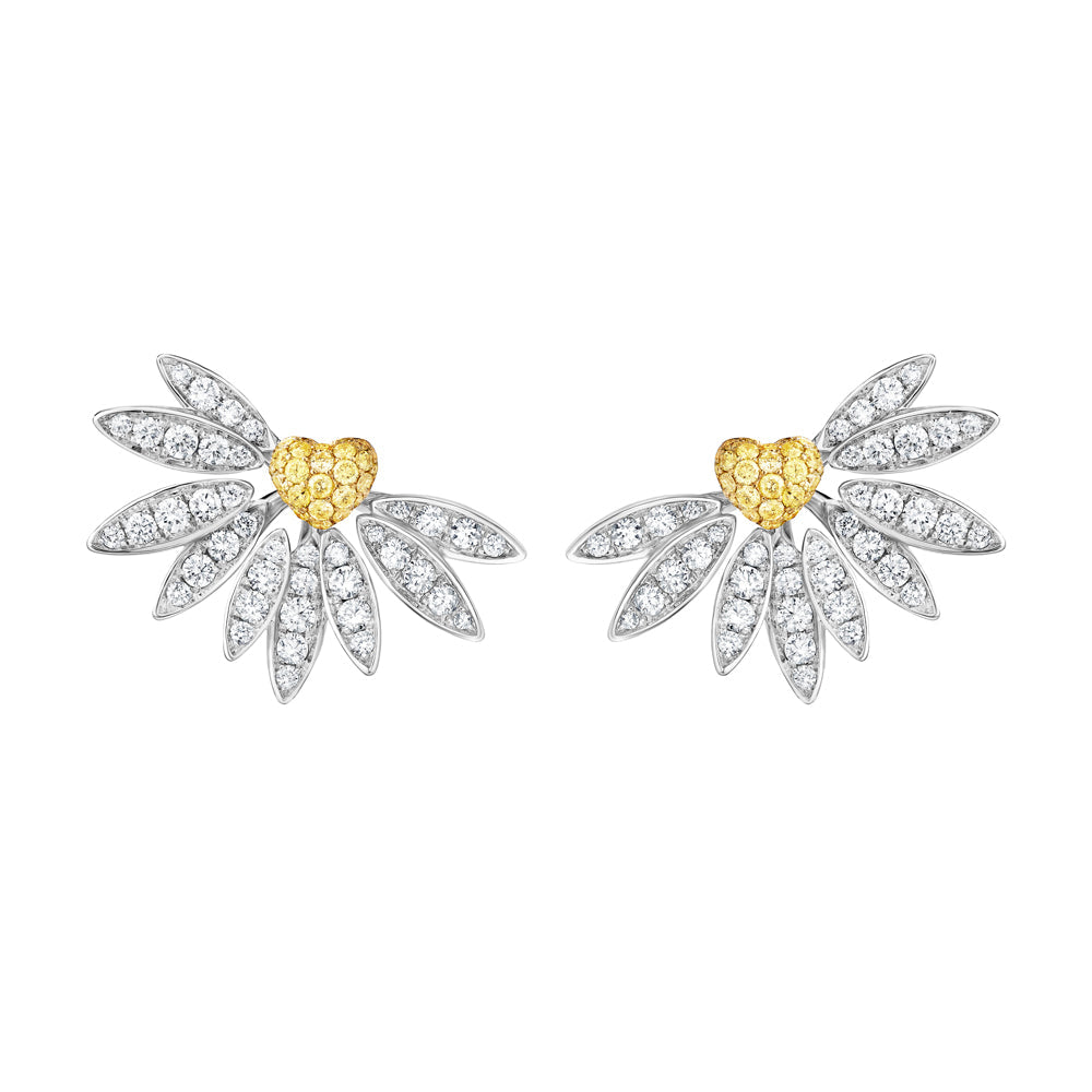 Love Me, Love Me Not White Gold Yellow Sapphire Medium Earrings with Diamonds - Samra Jewellery - Diamond Jewellery - LOVE ME LOVE ME NOT