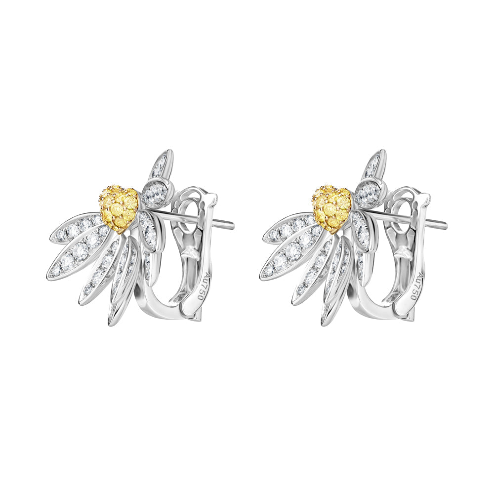 Love Me, Love Me Not White Gold Yellow Sapphire Medium Earrings with Diamonds - Samra Jewellery - Diamond Jewellery - LOVE ME LOVE ME NOT