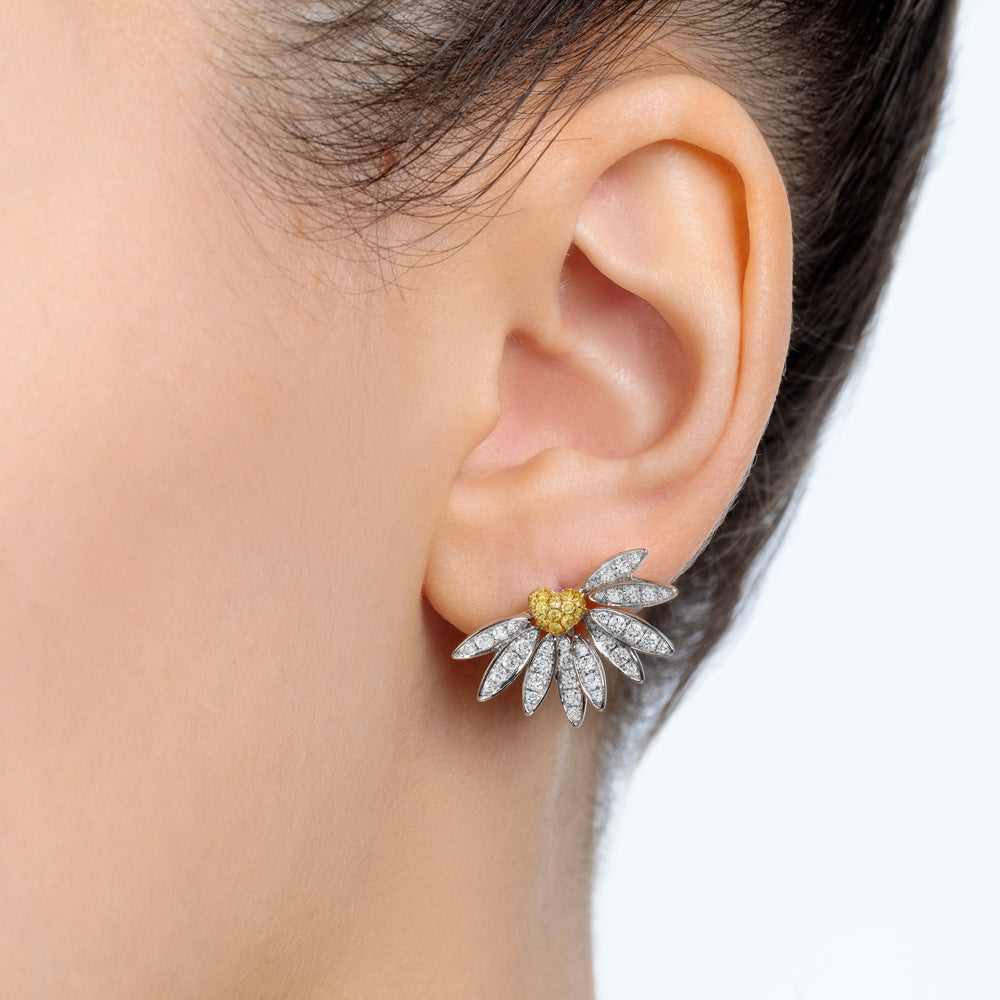 Love Me, Love Me Not White Gold Yellow Sapphire Medium Earrings with Diamonds - Samra Jewellery - Diamond Jewellery - LOVE ME LOVE ME NOT