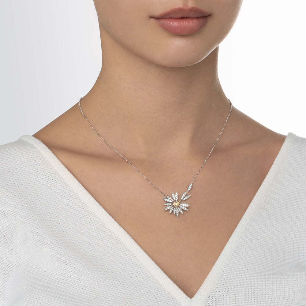 Love Me, Love Me Not White Gold Yellow Sapphire Medium Necklace with Diamonds - Samra Jewellery - Diamond Jewellery - LOVE ME LOVE ME NOT