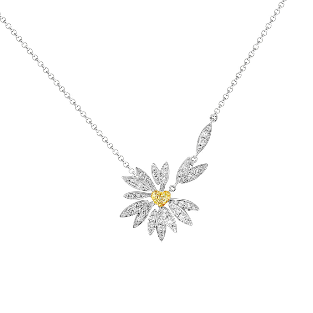 Love Me, Love Me Not White Gold Yellow Sapphire Medium Necklace with Diamonds - Samra Jewellery - Diamond Jewellery - LOVE ME LOVE ME NOT