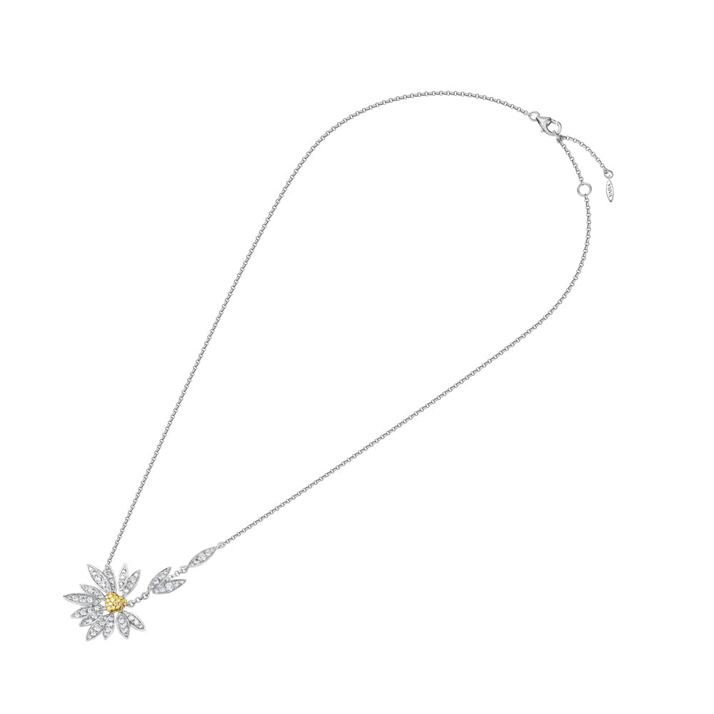 Love Me, Love Me Not White Gold Yellow Sapphire Medium Necklace with Diamonds - Samra Jewellery - Diamond Jewellery - LOVE ME LOVE ME NOT