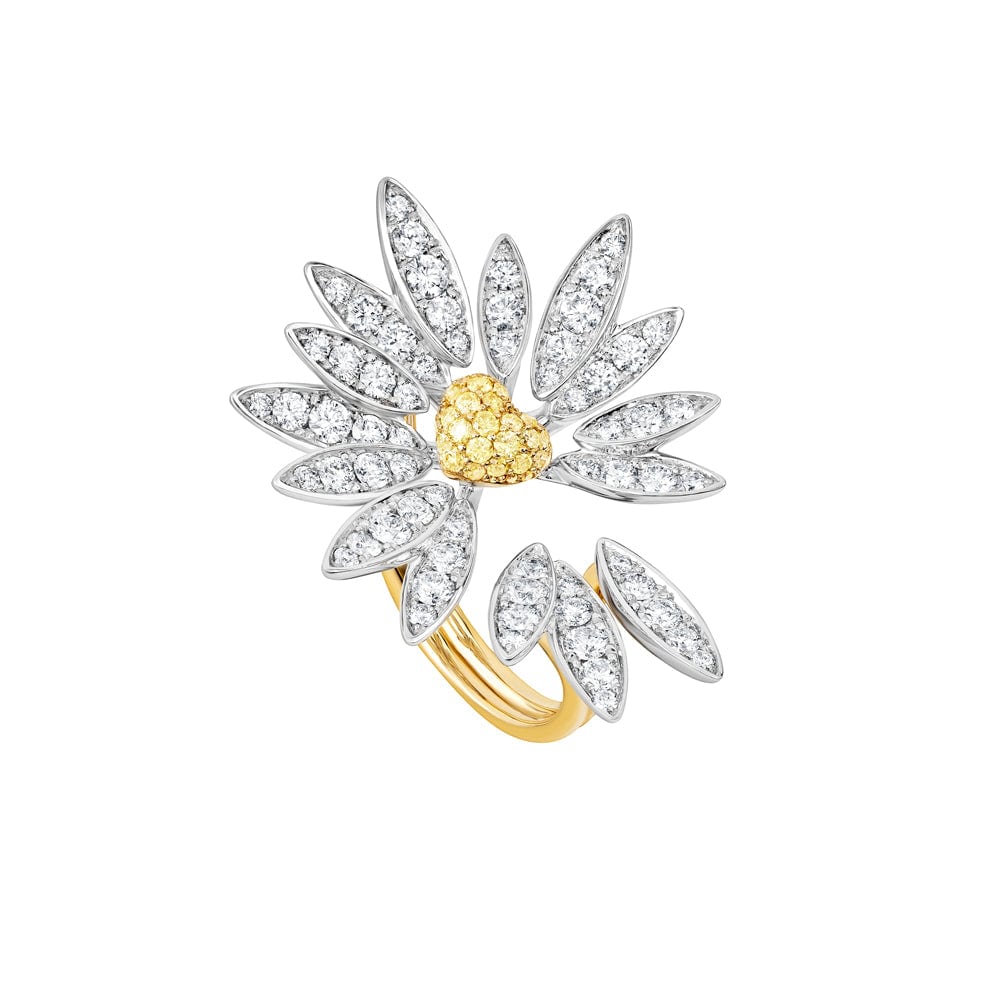 Love Me, Love Me Not White Gold Yellow Sapphire Medium Ring with Diamonds - Samra Jewellery - Diamond Jewellery - LOVE ME LOVE ME NOT