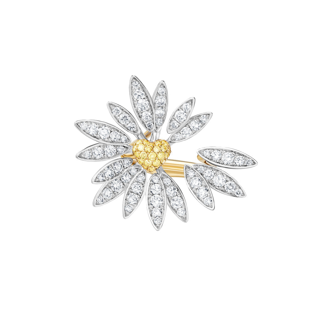Love Me, Love Me Not White Gold Yellow Sapphire Medium Ring with Diamonds - Samra Jewellery - Diamond Jewellery - LOVE ME LOVE ME NOT