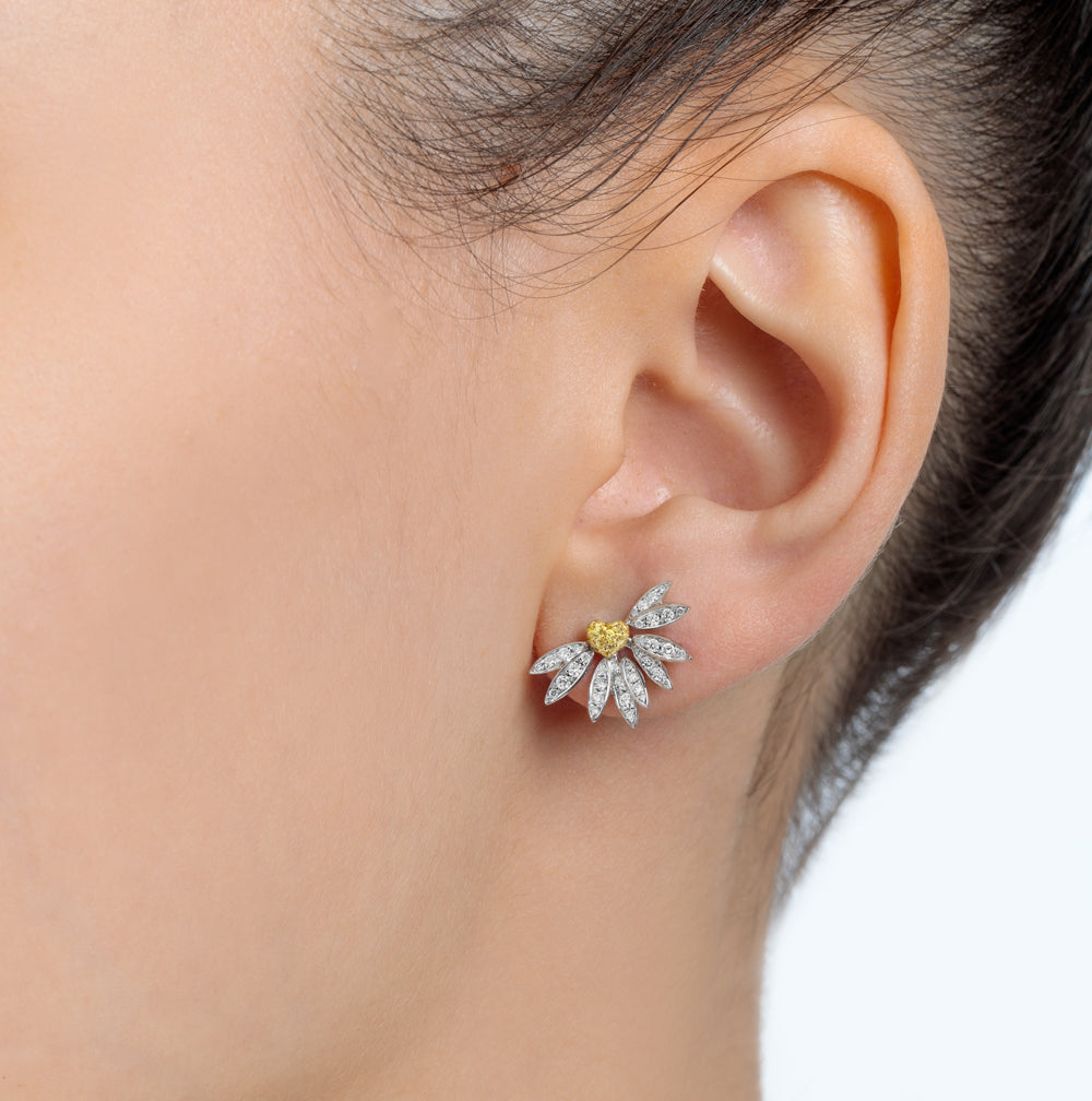 Love Me, Love Me Not White Gold Yellow Sapphire Small Earrings with Diamonds - Samra Jewellery - Diamond Jewellery - LOVE ME LOVE ME NOT
