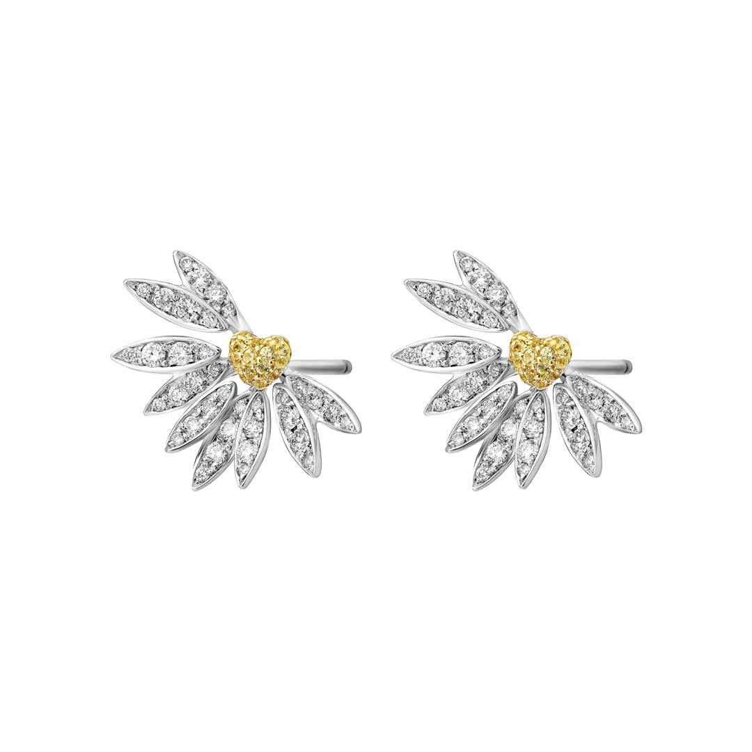 Love Me, Love Me Not White Gold Yellow Sapphire Small Earrings with Diamonds - Samra Jewellery - Diamond Jewellery - LOVE ME LOVE ME NOT
