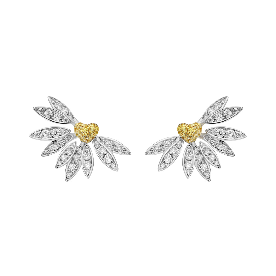 Love Me, Love Me Not White Gold Yellow Sapphire Small Earrings with Diamonds - Samra Jewellery - Diamond Jewellery - LOVE ME LOVE ME NOT