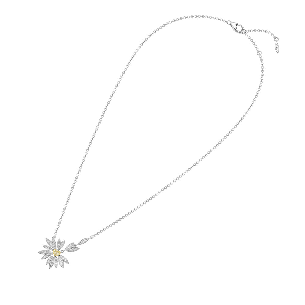 Love Me, Love Me Not White Gold Yellow Sapphire Small Necklace with Diamonds - Samra Jewellery - Diamond Jewellery - LOVE ME LOVE ME NOT