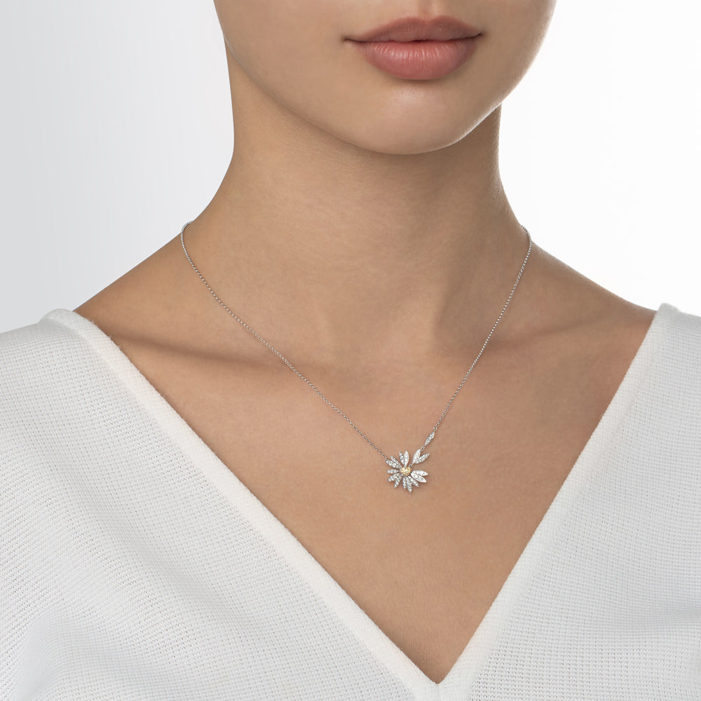 Love Me, Love Me Not White Gold Yellow Sapphire Small Necklace with Diamonds - Samra Jewellery - Diamond Jewellery - LOVE ME LOVE ME NOT