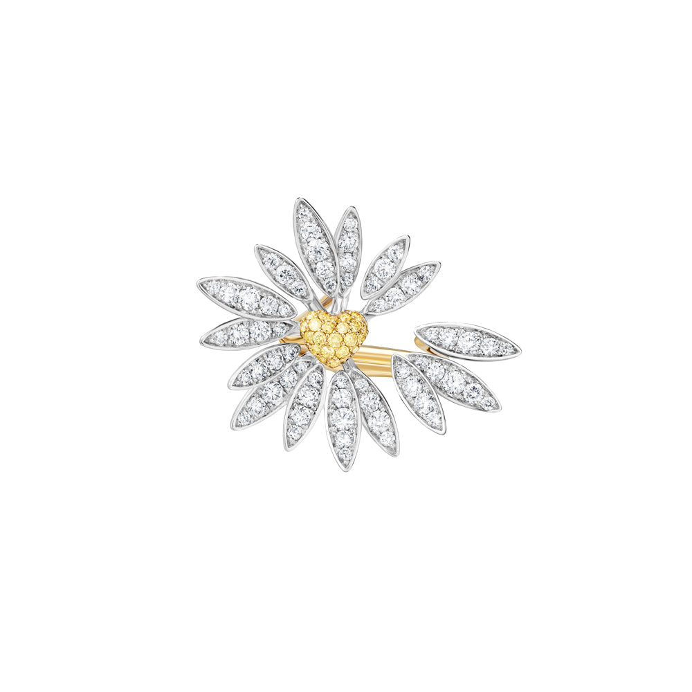 Love Me, Love Me Not White Gold Yellow Sapphire Small Ring with Diamonds - Samra Jewellery - Diamond Jewellery - LOVE ME LOVE ME NOT