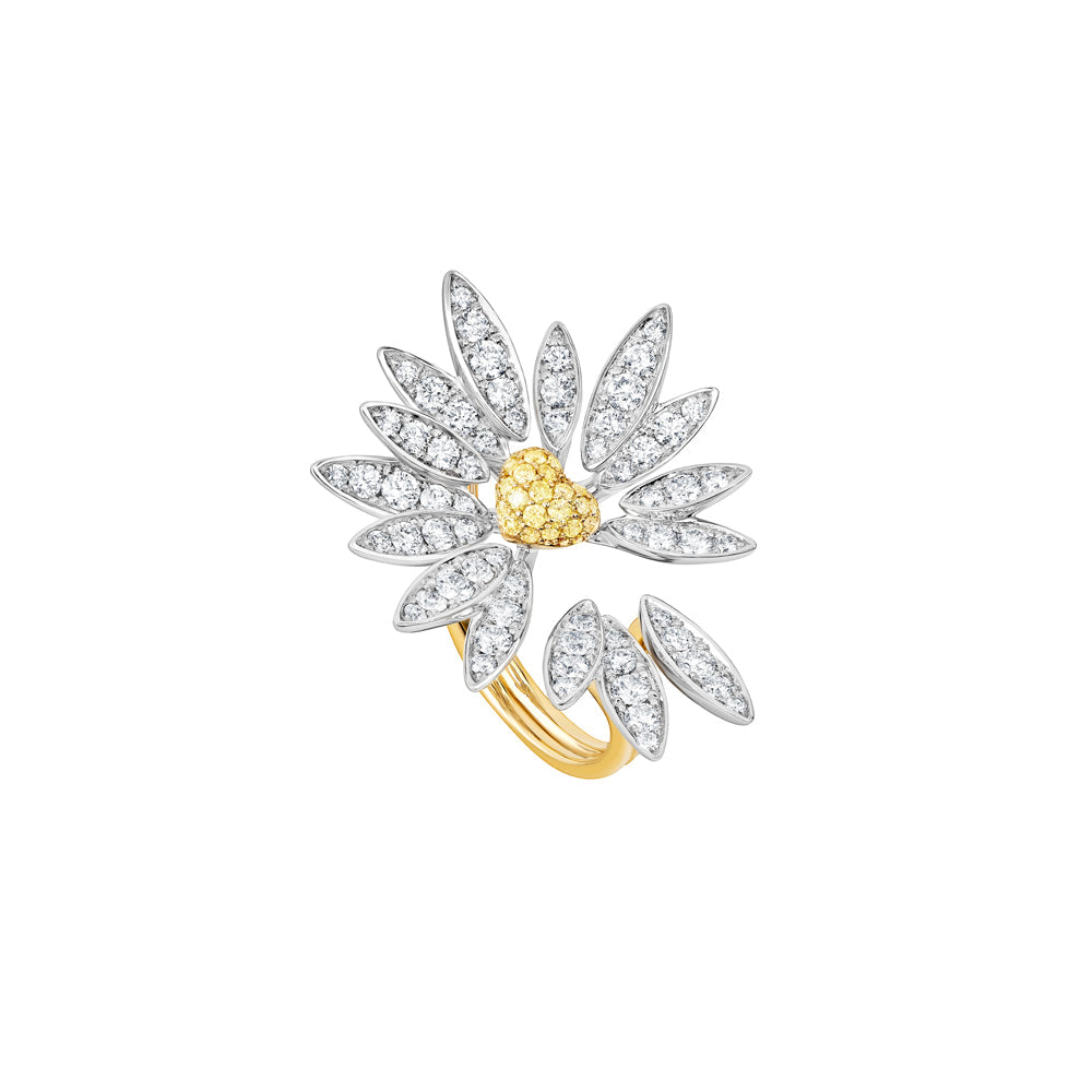 Love Me, Love Me Not White Gold Yellow Sapphire Small Ring with Diamonds - Samra Jewellery - Diamond Jewellery - LOVE ME LOVE ME NOT